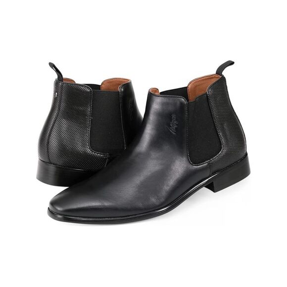 TOMMY HILFIGER Mens Black Heel Pull-Tab Debossed Sesame Chelsea Boot 13 M - Picture 2 of 2